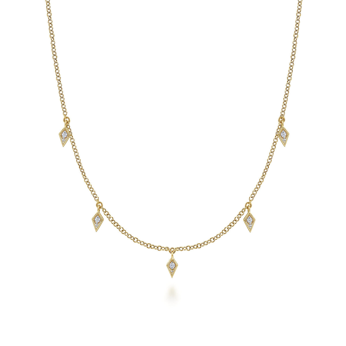 Layered Necklace Droplet 14K Yellow Gold Diamond 0.05ct — Gabriel & Co. NK6468Y45JJ