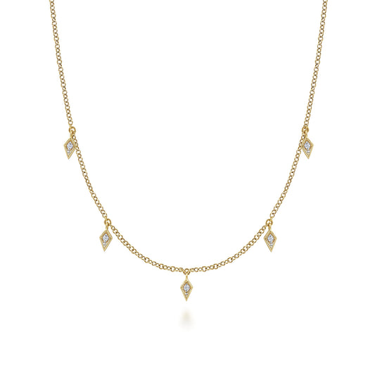 Layered Necklace Droplet 14K Yellow Gold Diamond 0.05ct — Gabriel & Co. NK6468Y45JJ
