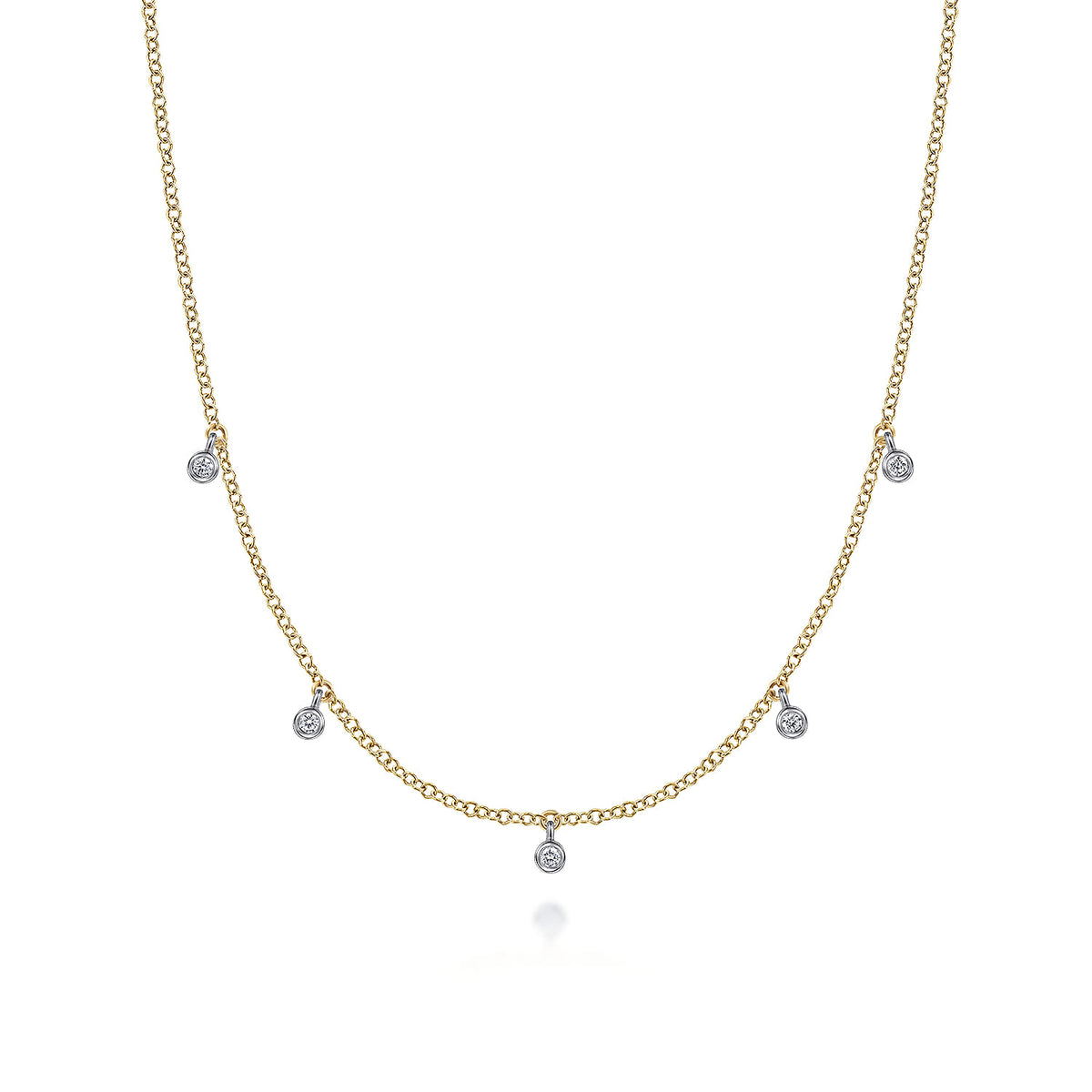 14K White & Yellow Gold Diamond Droplet Necklace — Gabriel & Co. NK6469M45JJ