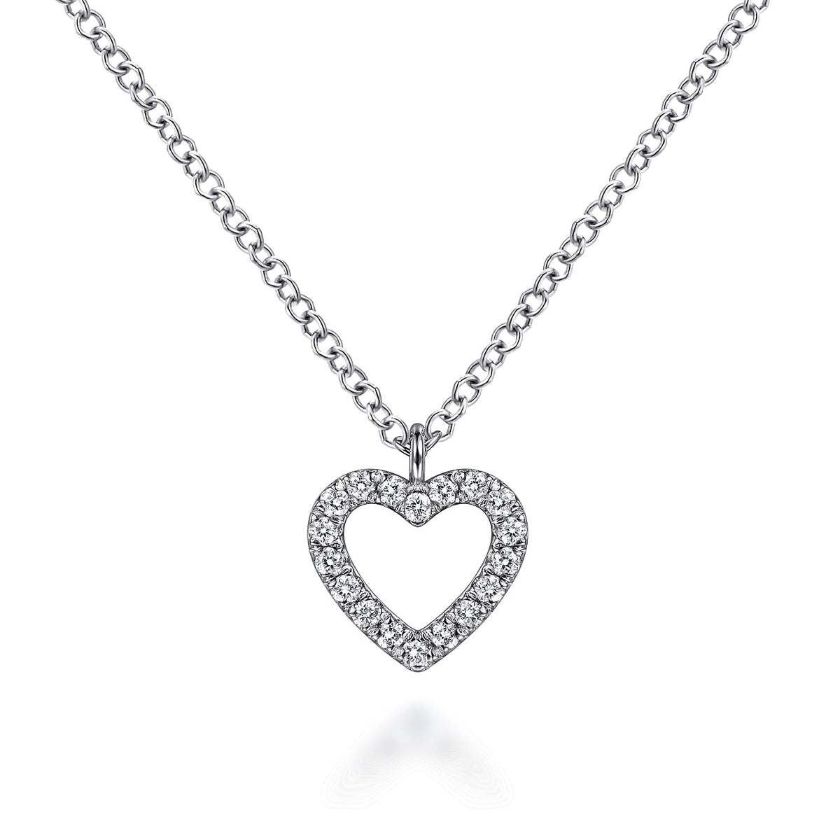 Pendant Necklace Heart 14K White Gold Diamond 0.09ct — Gabriel & Co. NK6475W45JJ