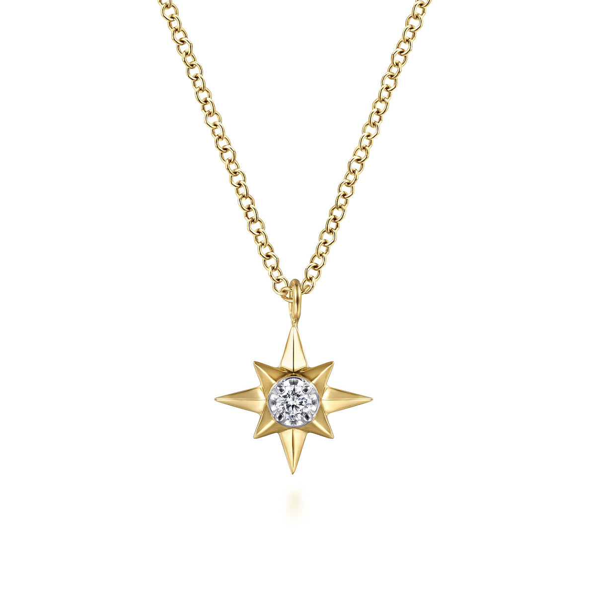 Pendant Necklace Starburst 14K Yellow Gold Diamond 0.04ct — Gabriel & Co. NK6484Y45JJ