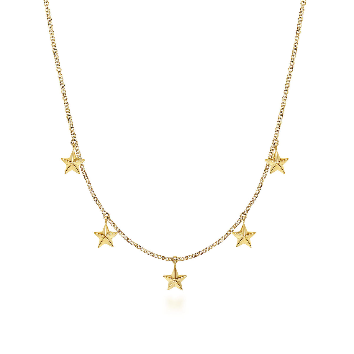14K Yellow Gold Star Drop Station Necklace — Gabriel & Co. NK6487Y4JJJ