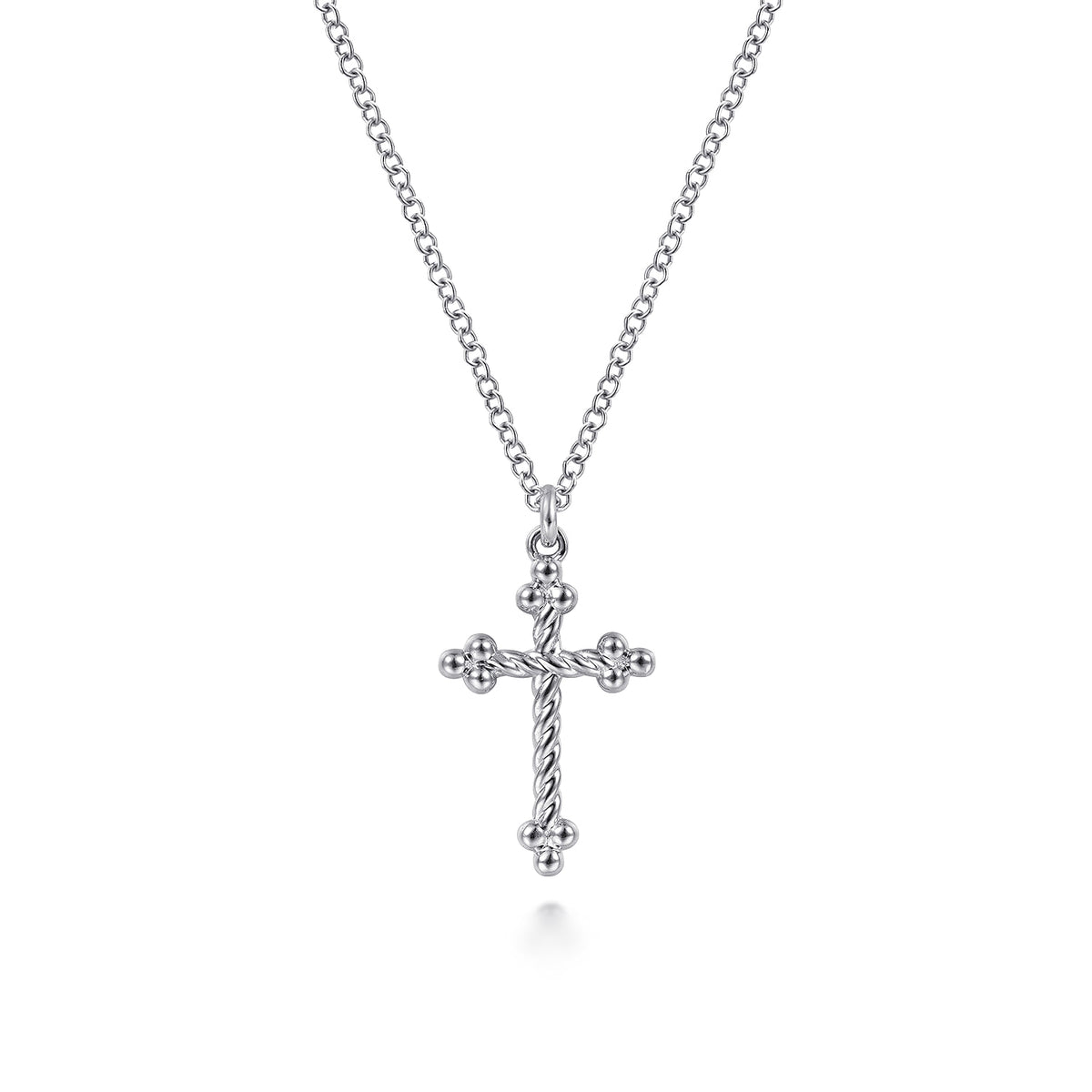 14K White Gold Twisted Rope Cross Pendant Necklace — Gabriel & Co. NK6492W4JJJ