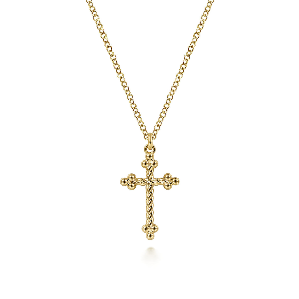 14K Yellow Gold Cross Pendant Necklace- Bujukan — Gabriel & Co. NK6492Y4JJJ