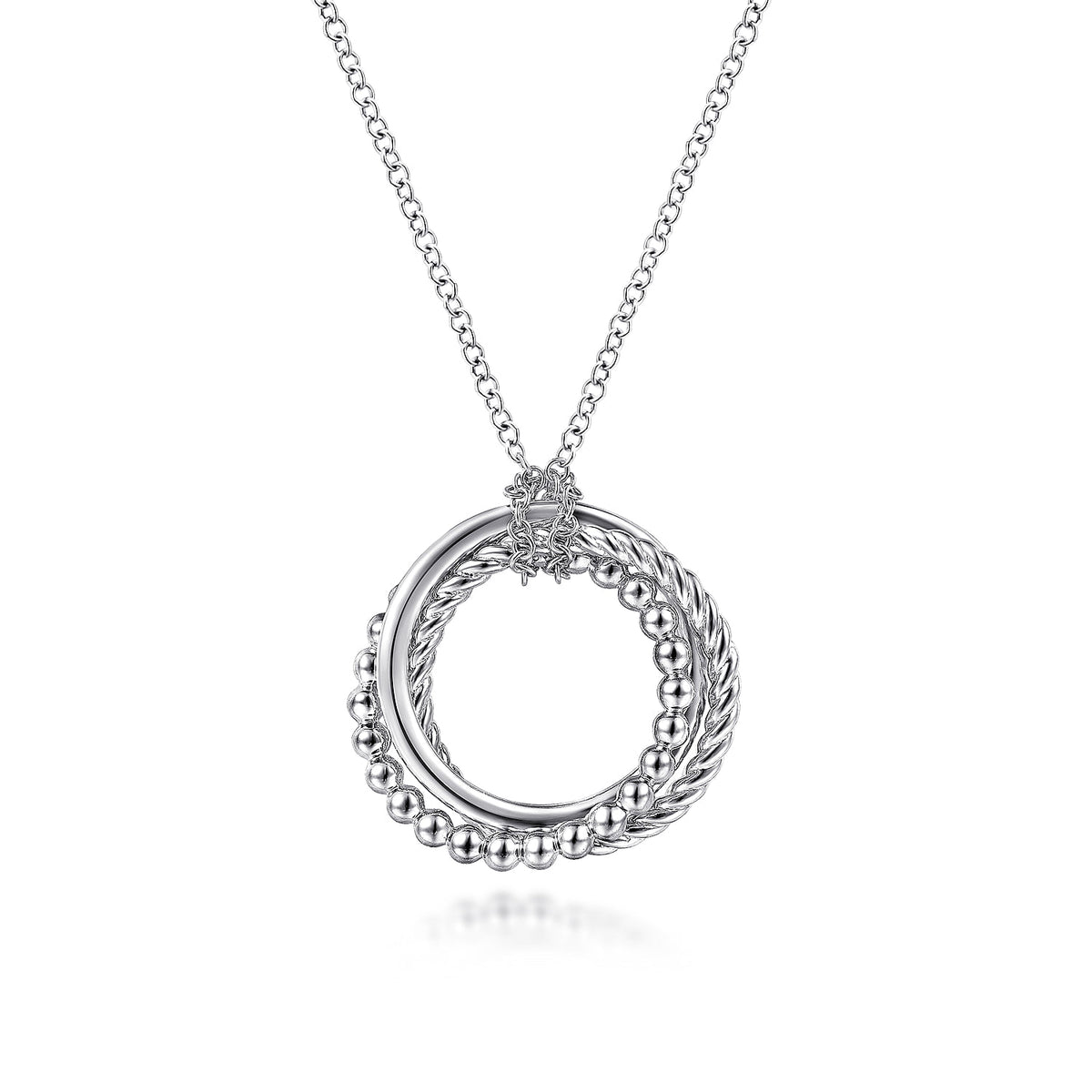 14K White Gold Twisted Rope Multi Circle Pendant Necklace — Gabriel & Co. NK6531W4JJJ
