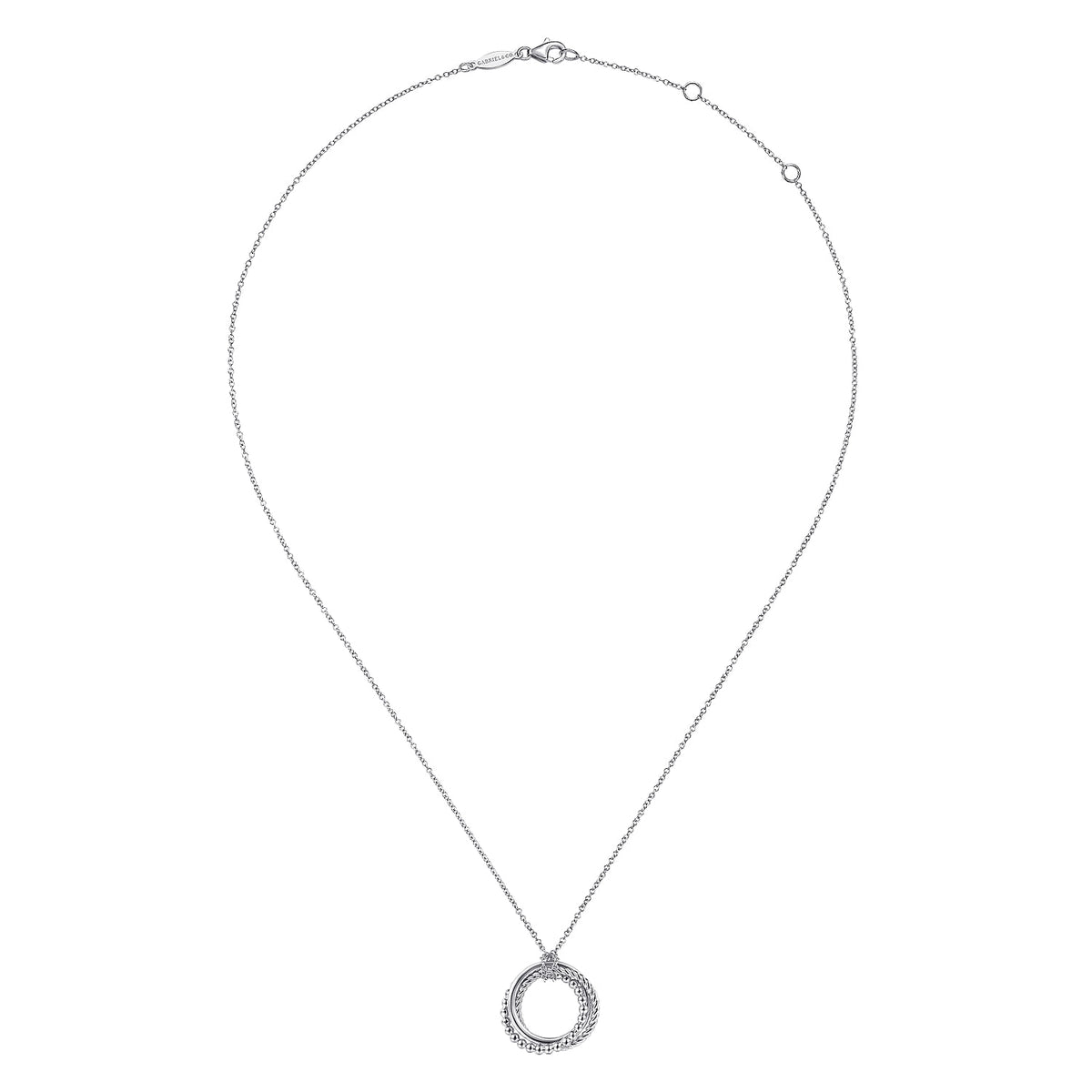 14K White Gold Twisted Rope Multi Circle Pendant Necklace — Gabriel & Co. NK6531W4JJJ