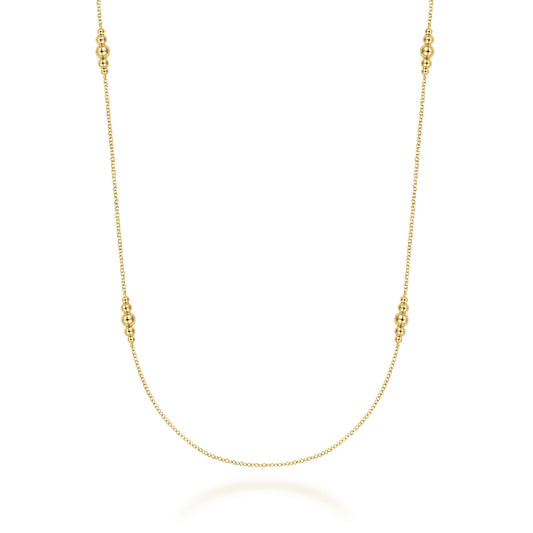 14K Yellow Gold Graduating Bujukan Beads Station Necklace — Gabriel & Co. NK6559-24Y4JJJ