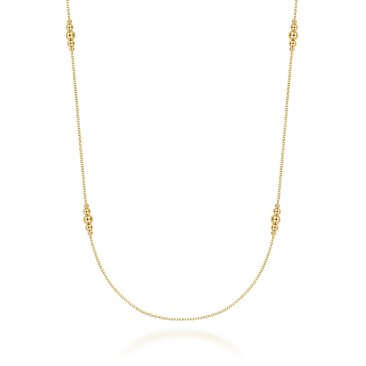 14K Yellow Gold Graduating Bujukan Beads Station Necklace — Gabriel & Co. NK6559-32Y4JJJ