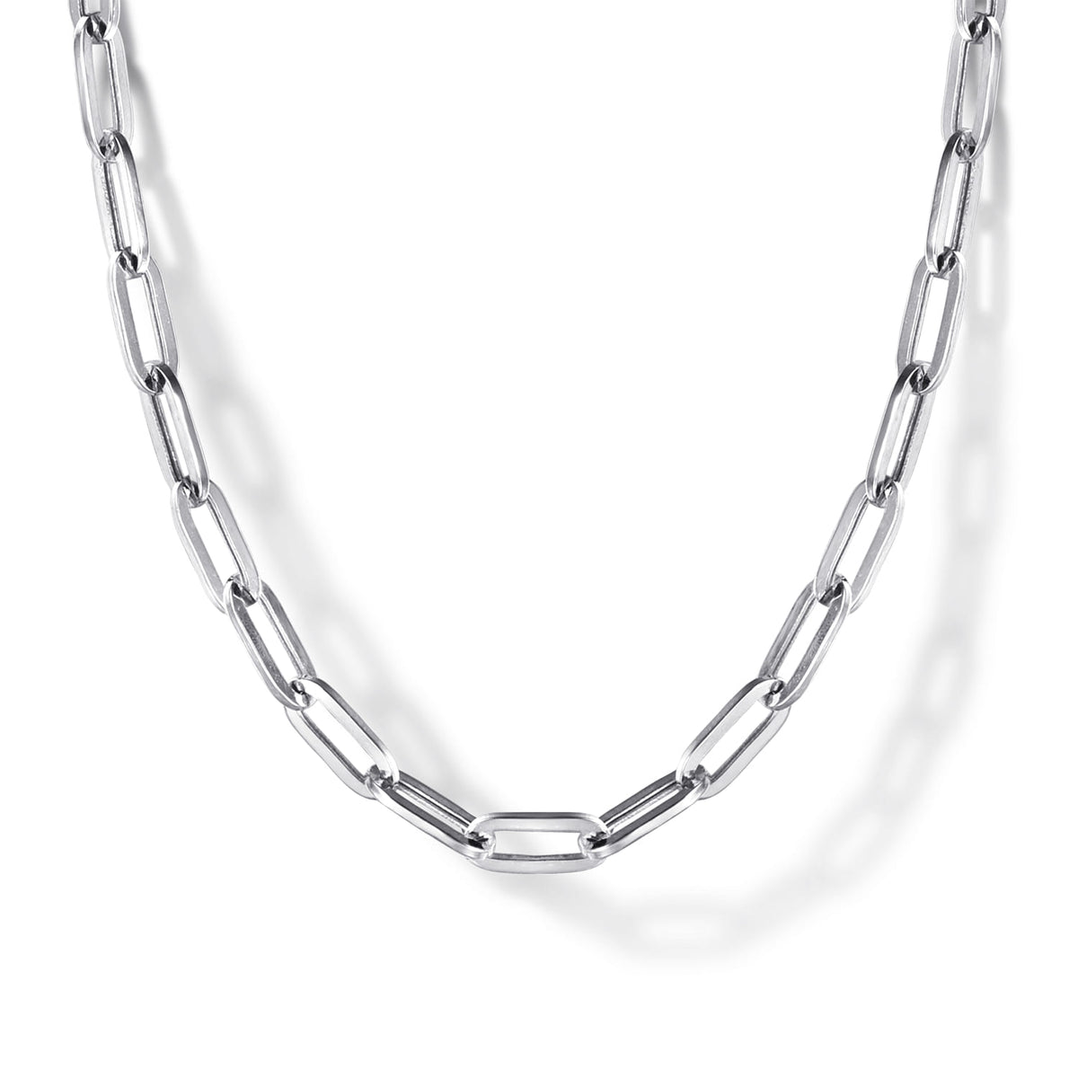 14K White Gold Hollow Paperclip Chain Necklace — Gabriel & Co. NK6769H-17W4JJJ
