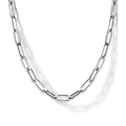 14K White Gold Hollow Paperclip Chain Necklace — Gabriel & Co. NK6769H-17W4JJJ
