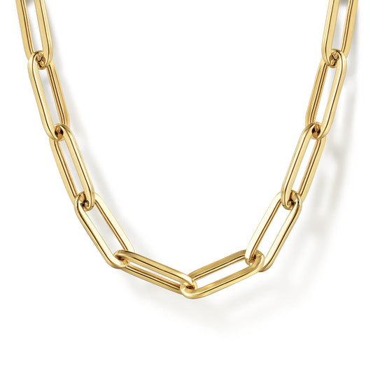 Paperclip Necklace 14K Yellow Gold Link Chain 17inch — Gabriel & Co. NK6820H-17Y4JJJ
