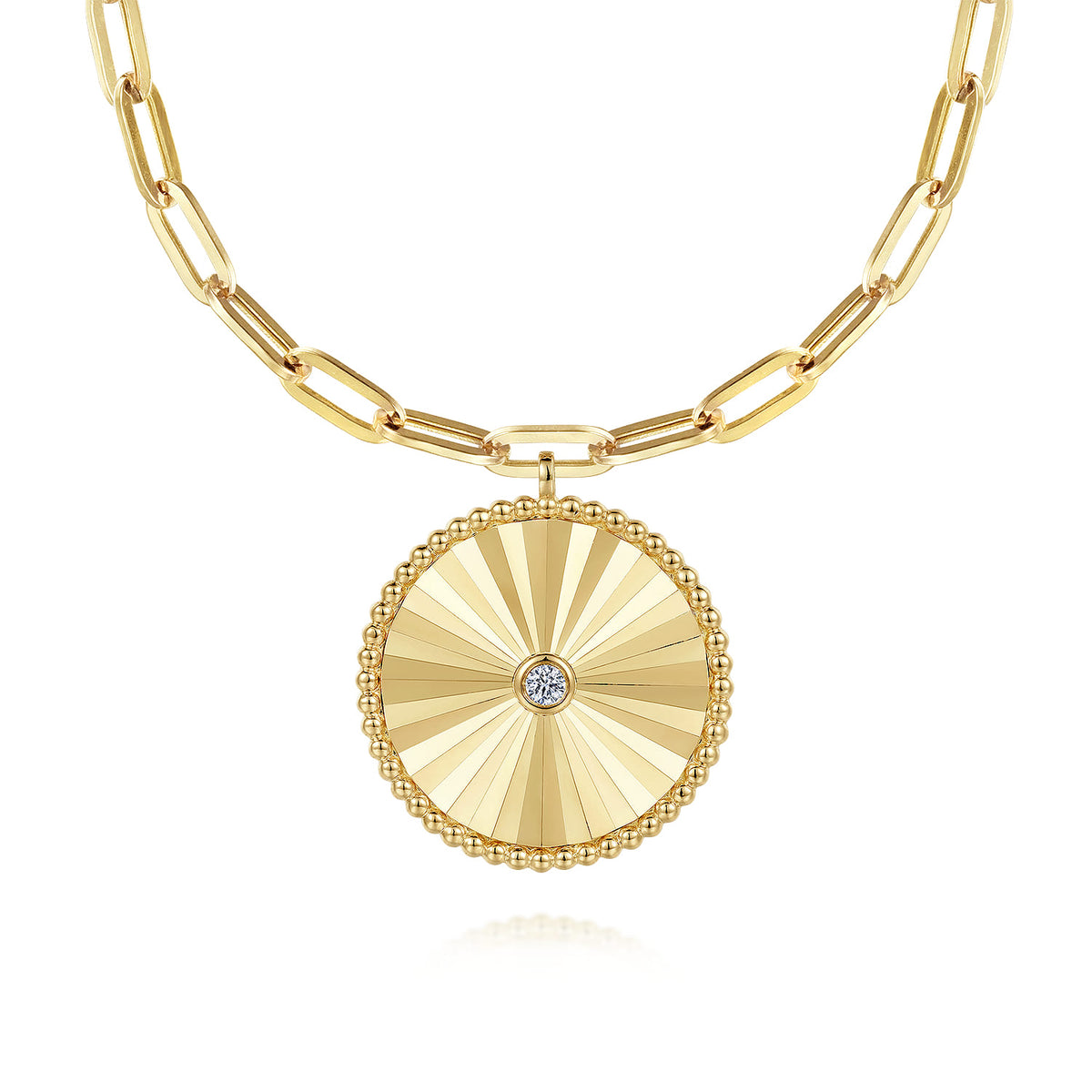 14K Yellow Gold Diamond Medallion Chain Necklace — Gabriel & Co. NK6841-18Y45JJ
