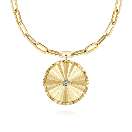 14K Yellow Gold Diamond Medallion Chain Necklace — Gabriel & Co. NK6841-18Y45JJ