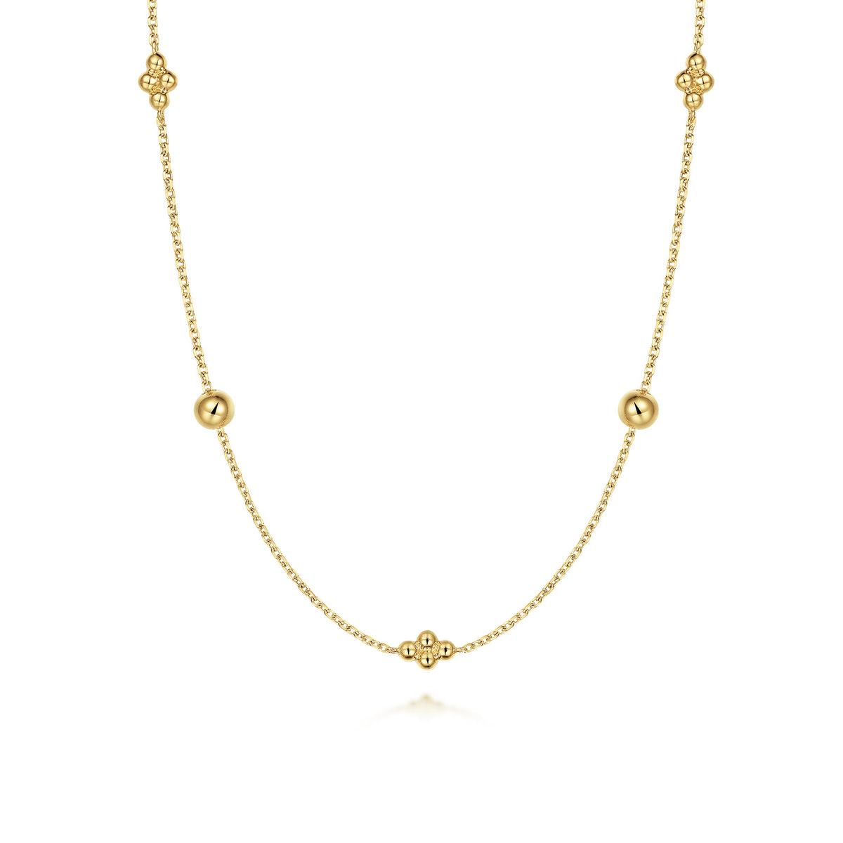 14K Yellow Gold Bujukan Bead Station Necklace — Gabriel & Co. NK6903-32Y4JJJ
