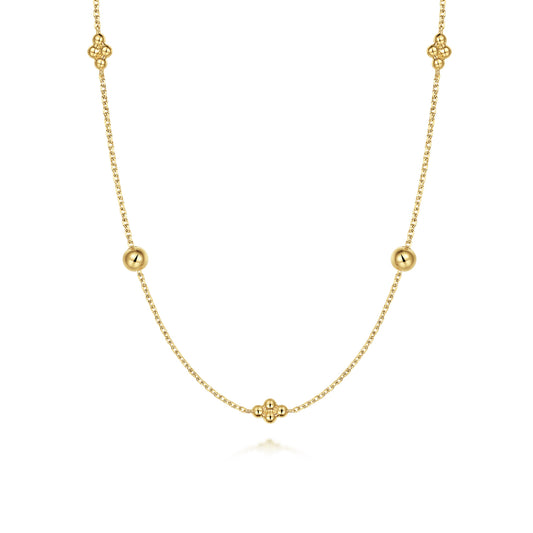 14K Yellow Gold Bujukan Bead Station Necklace — Gabriel & Co. NK6903-32Y4JJJ