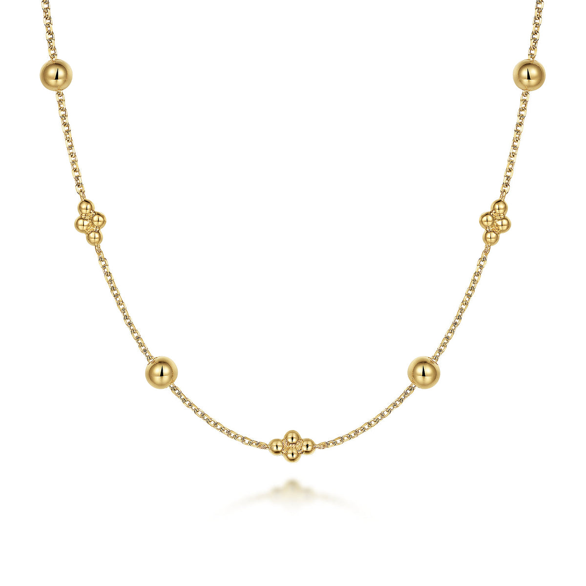 14K Yellow Gold Beaded Station Necklace-Bujukan — Gabriel & Co. NK6903Y4JJJ