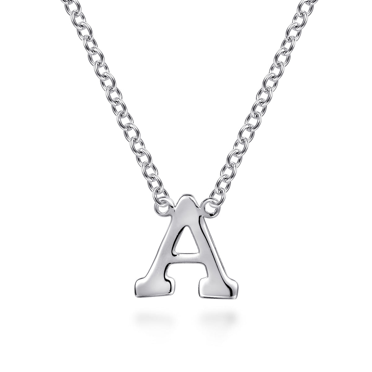 14K White Gold A Initial Necklace — Gabriel & Co. NK6928A-W4JJJ
