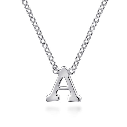 14K White Gold A Initial Necklace — Gabriel & Co. NK6928A-W4JJJ