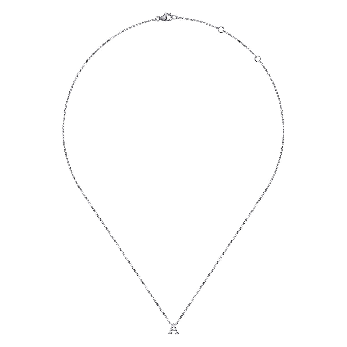 14K White Gold A Initial Necklace — Gabriel & Co. NK6928A-W4JJJ