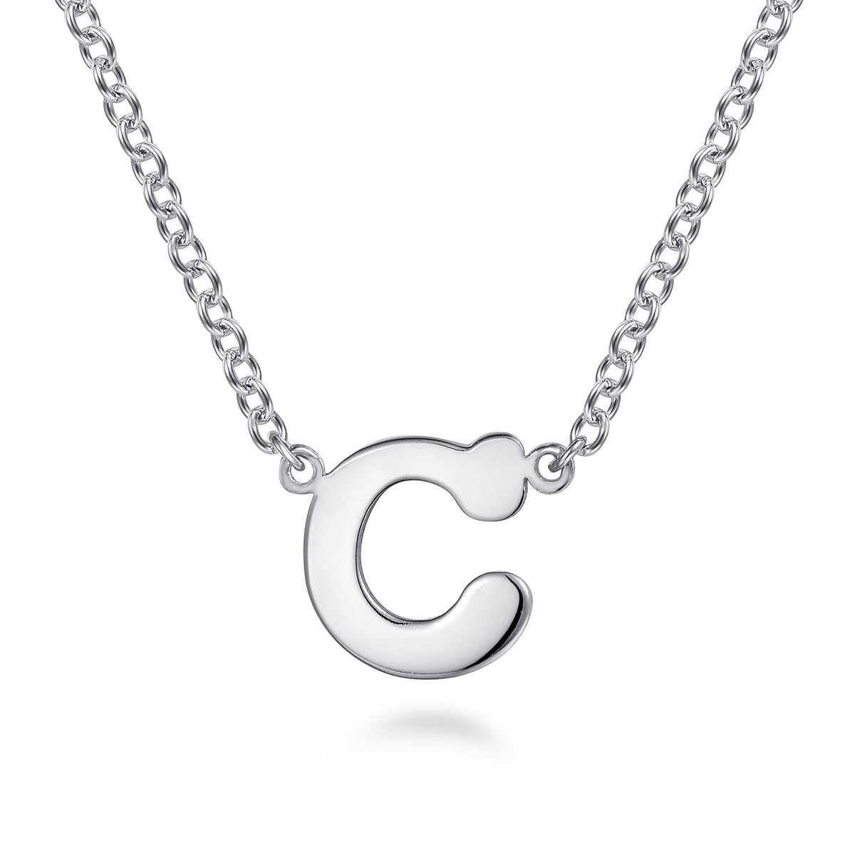 14K White Gold C Initial Necklace — Gabriel & Co. NK6928C-W4JJJ