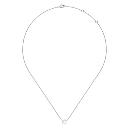 14K White Gold C Initial Necklace — Gabriel & Co. NK6928C-W4JJJ