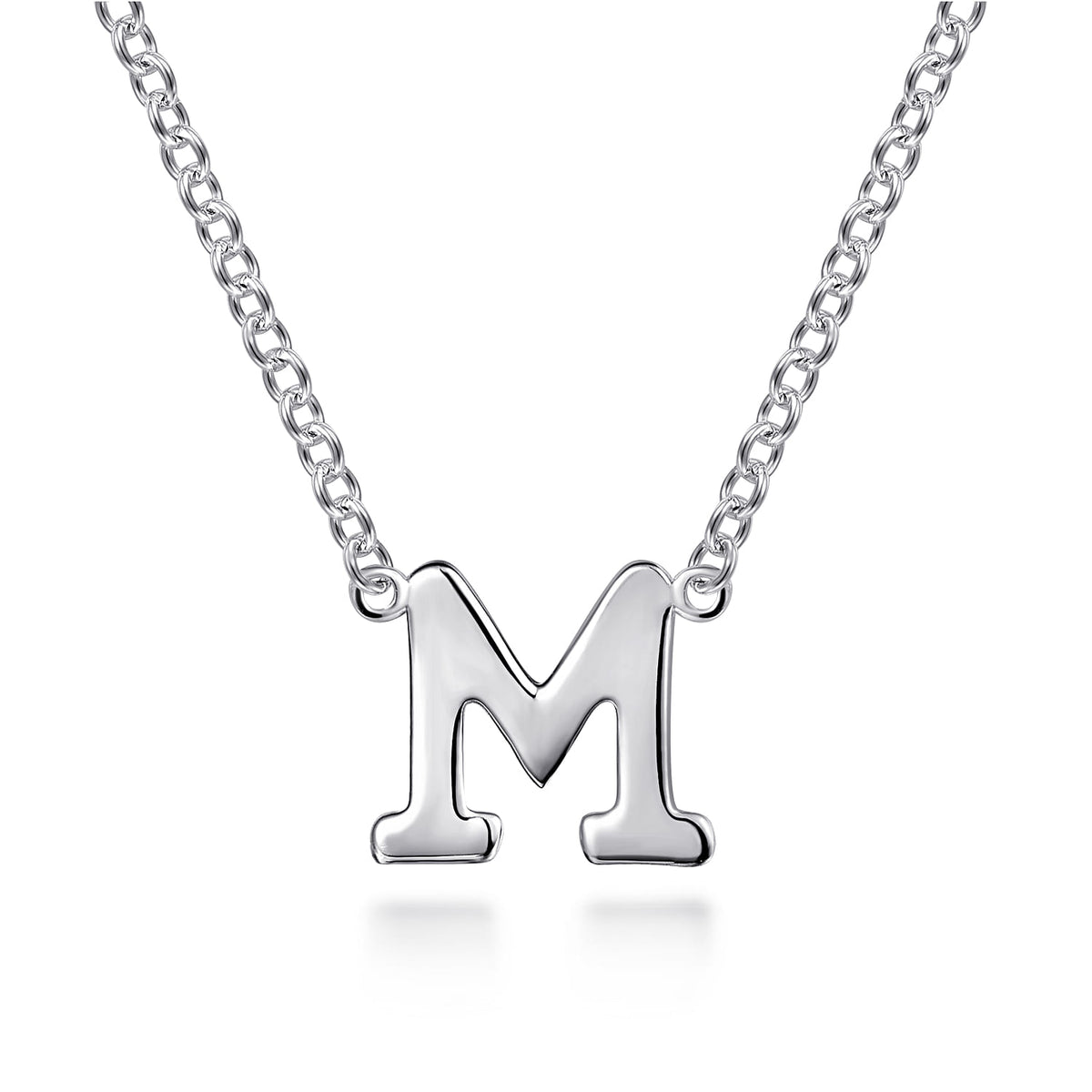 14K White Gold M Initial Necklace — Gabriel & Co. NK6928M-W4JJJ