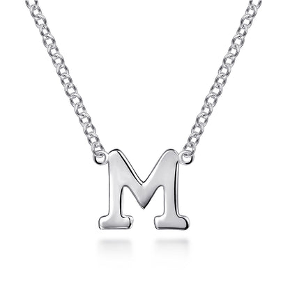 14K White Gold M Initial Necklace — Gabriel & Co. NK6928M-W4JJJ