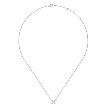 14K White Gold M Initial Necklace — Gabriel & Co. NK6928M-W4JJJ