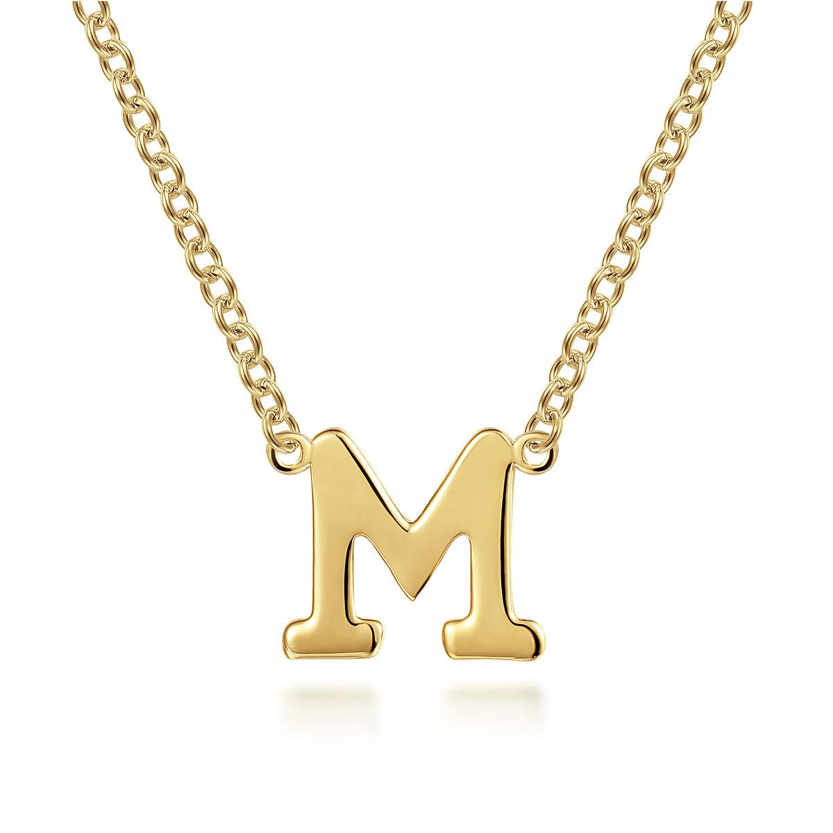 14K Yellow Gold M Initial Necklace — Gabriel & Co. NK6928M-Y4JJJ