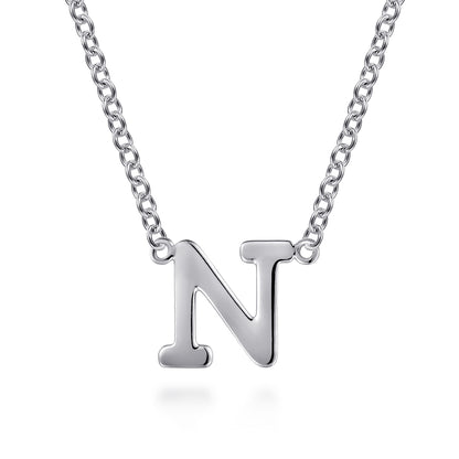 14K White Gold N Initial Necklace — Gabriel & Co. NK6928N-W4JJJ