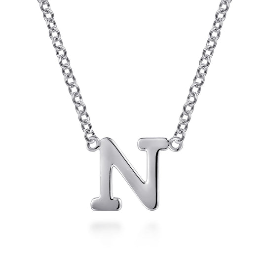 14K White Gold N Initial Necklace — Gabriel & Co. NK6928N-W4JJJ