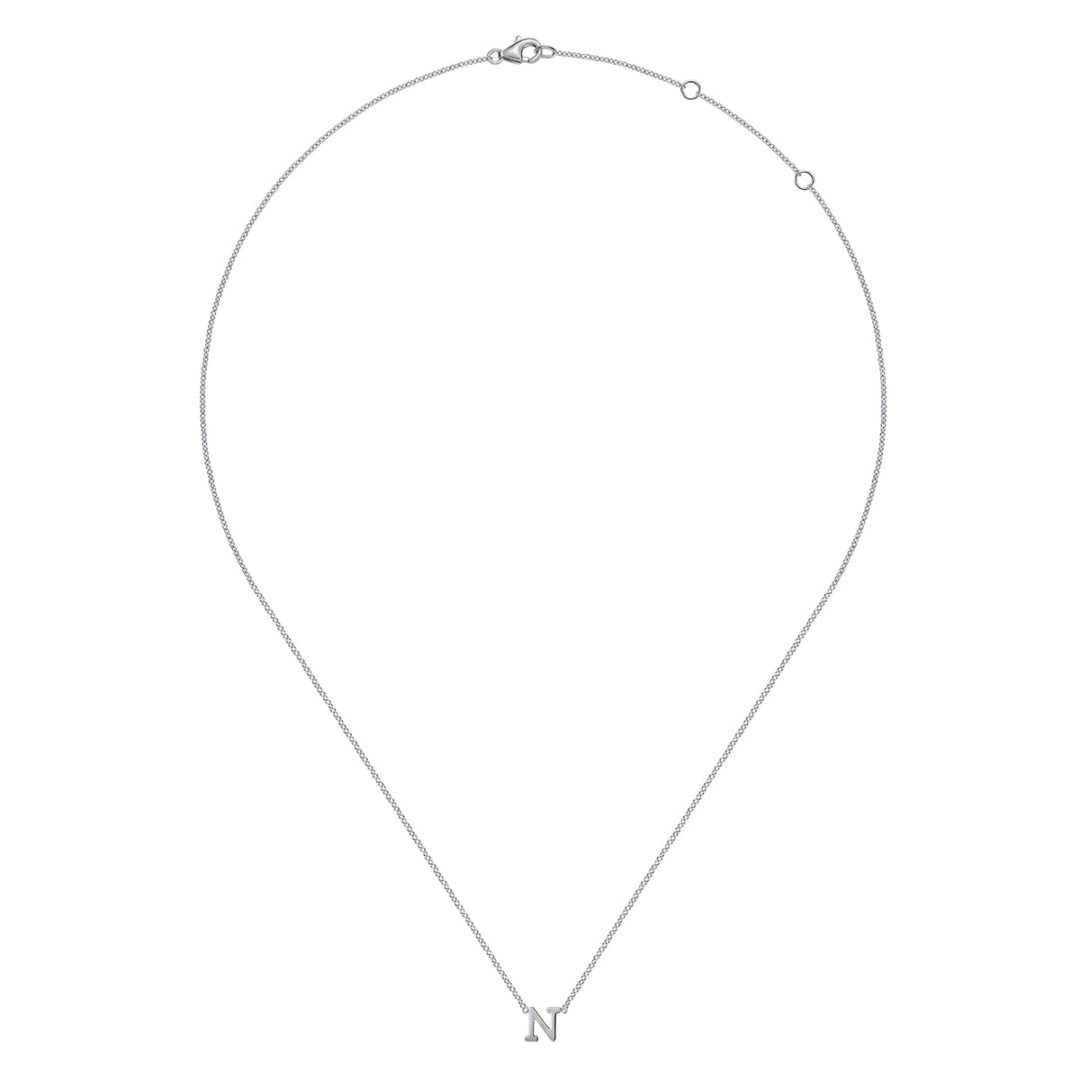 14K White Gold N Initial Necklace — Gabriel & Co. NK6928N-W4JJJ