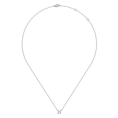 14K White Gold N Initial Necklace — Gabriel & Co. NK6928N-W4JJJ