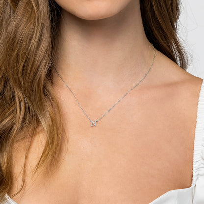 14K White Gold N Initial Necklace — Gabriel & Co. NK6928N-W4JJJ