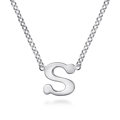 14K White Gold S Initial Necklace — Gabriel & Co. NK6928S-W4JJJ