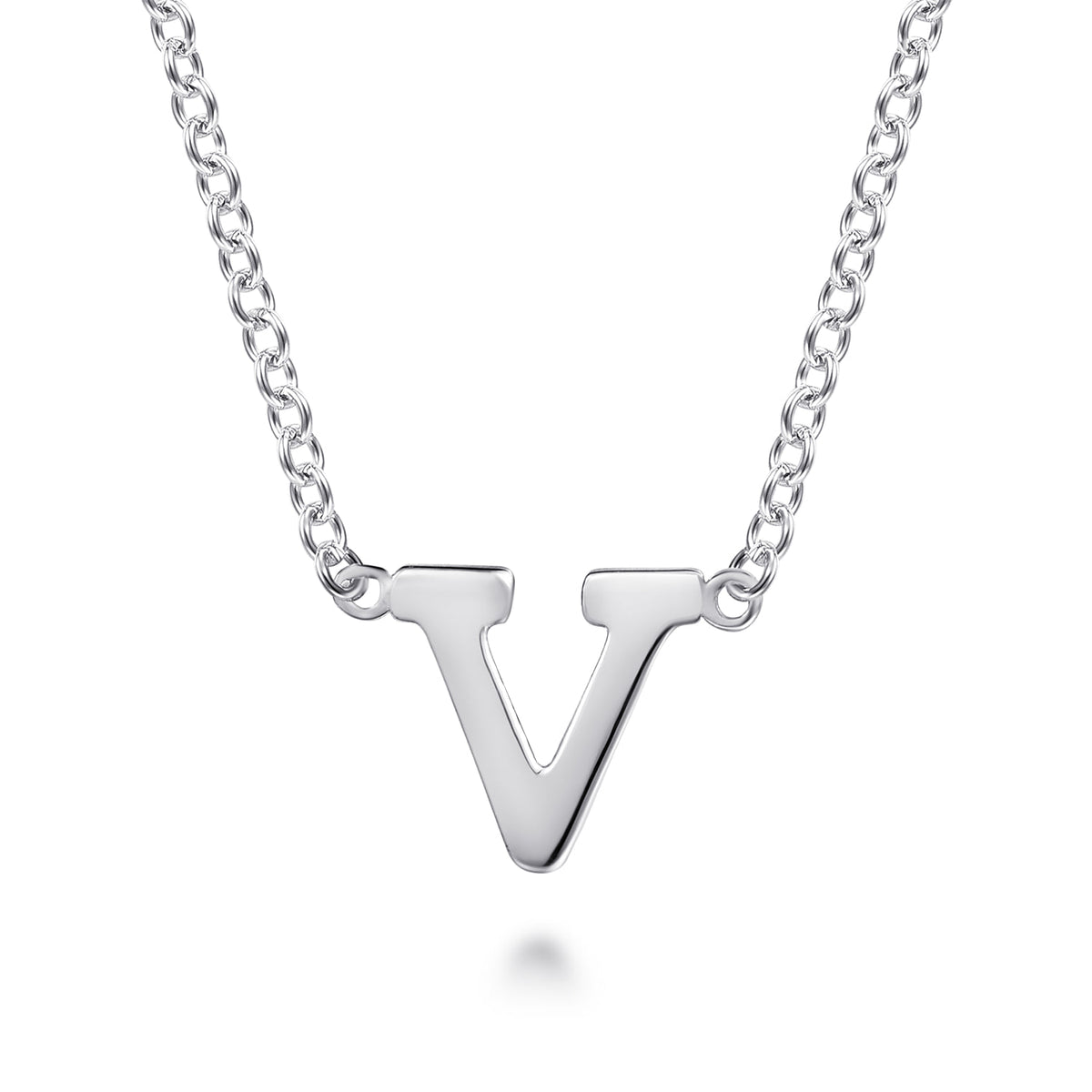 14K White Gold V Initial Necklace — Gabriel & Co. NK6928V-W4JJJ