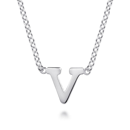 14K White Gold V Initial Necklace — Gabriel & Co. NK6928V-W4JJJ