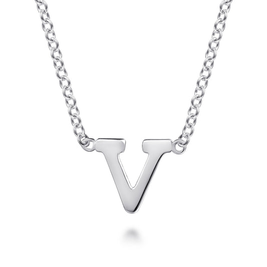 14K White Gold V Initial Necklace — Gabriel & Co. NK6928V-W4JJJ