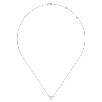 14K White Gold V Initial Necklace — Gabriel & Co. NK6928V-W4JJJ