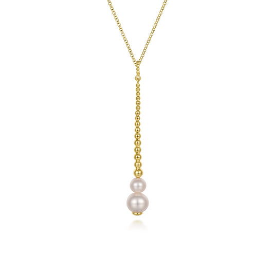 14K Yellow Gold Bujukan Pearl Drop Necklace — Gabriel & Co. NK6998Y4JPL