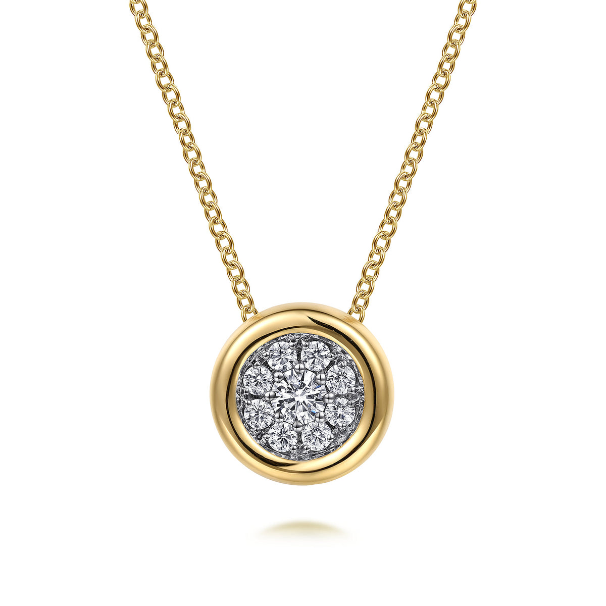 14K White-Yellow Gold Diamond Cluster Pendant Necklace — Gabriel & Co. NK6999M45JJ