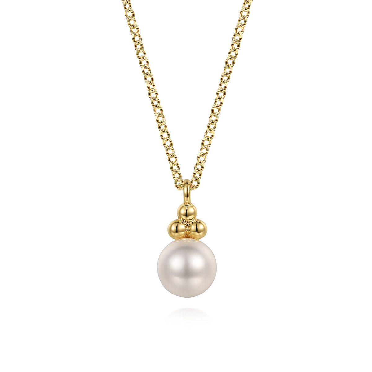 Pendant Necklace Drop 14K Yellow Gold Pearl Bujukan — Gabriel & Co. NK7055Y4JPL