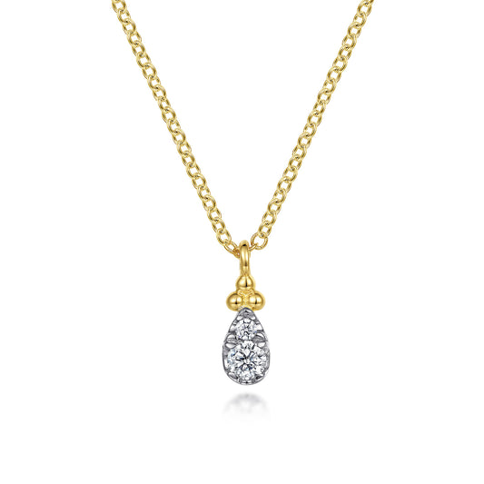14K Yellow Gold Diamond Teardrop Pendant Necklace-Bujukan — Gabriel & Co. NK7056Y45JJ