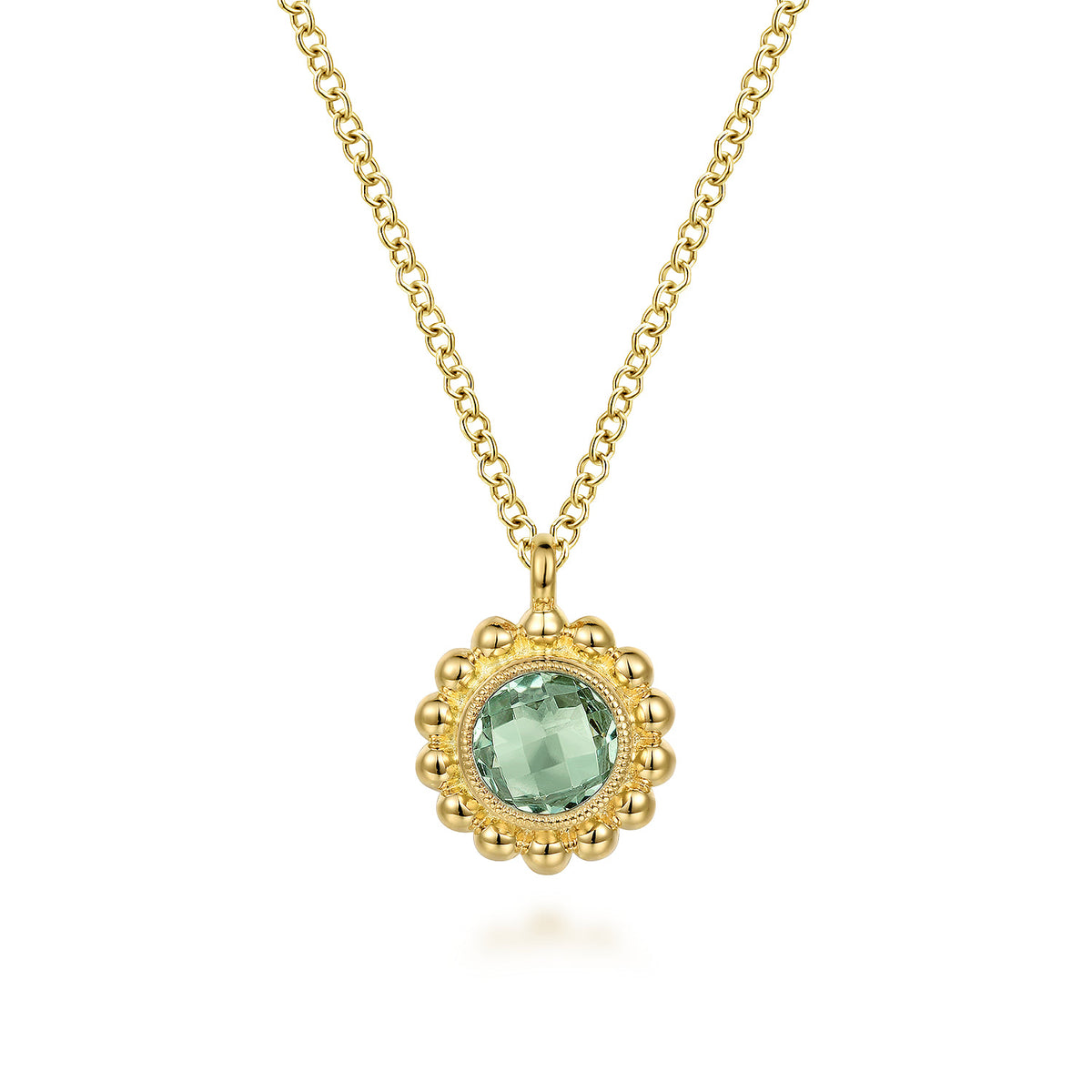 14K Yellow Gold and Green Amethyst Bujukan Pendant Necklace — Gabriel & Co. NK7057Y4JGA