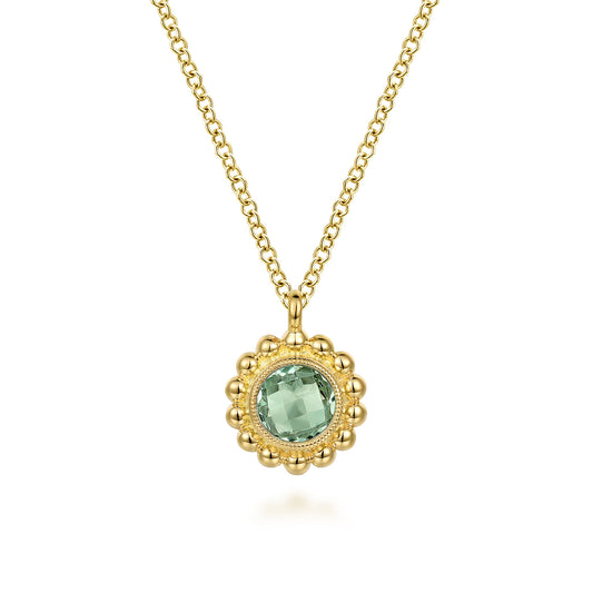 14K Yellow Gold and Green Amethyst Bujukan Pendant Necklace — Gabriel & Co. NK7057Y4JGA