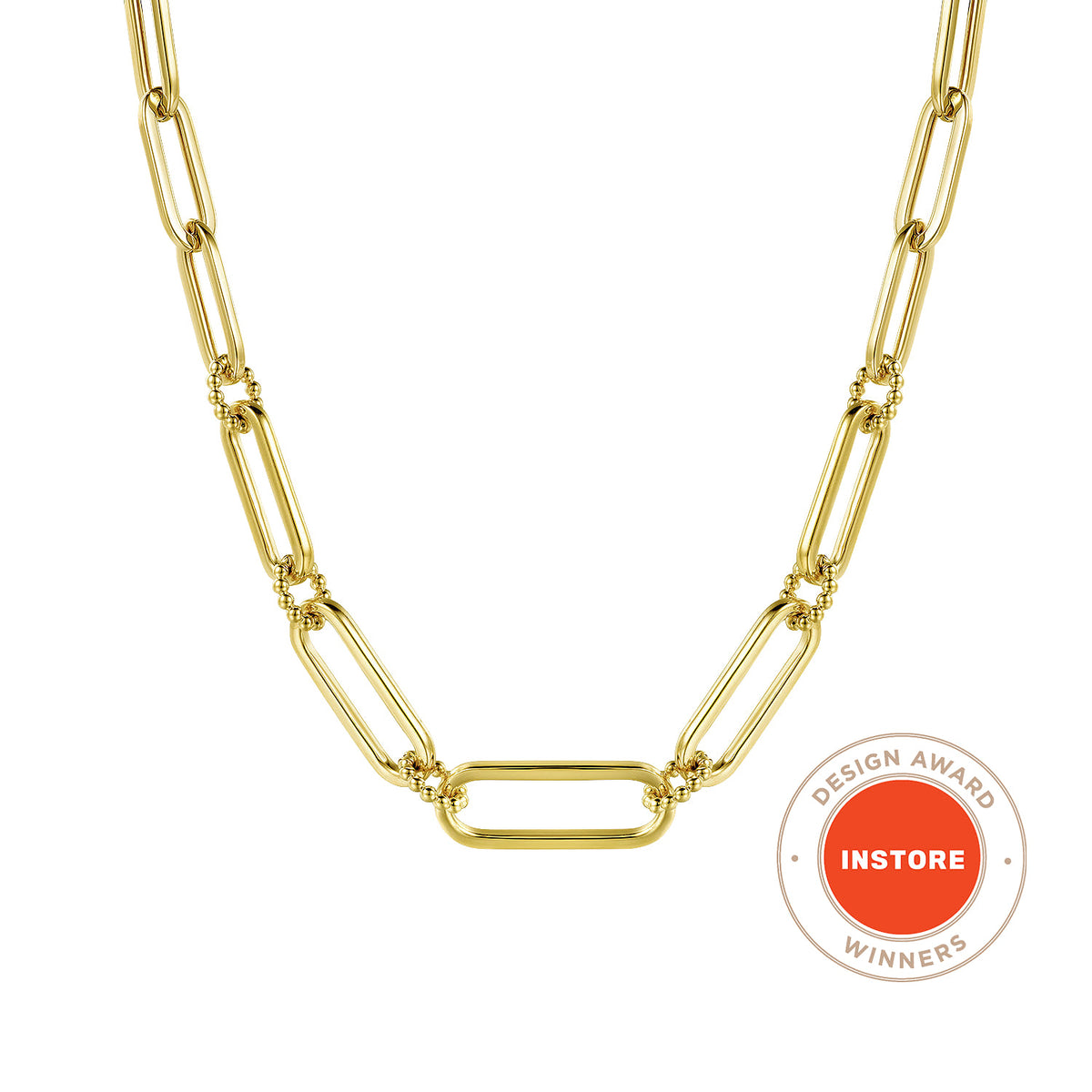 17 inch 14K Yellow Casted Gold Bujukan Ball Link and Hollow Paperclip Link Chain Necklace — Gabriel & Co. NK7133-17Y4JJJ