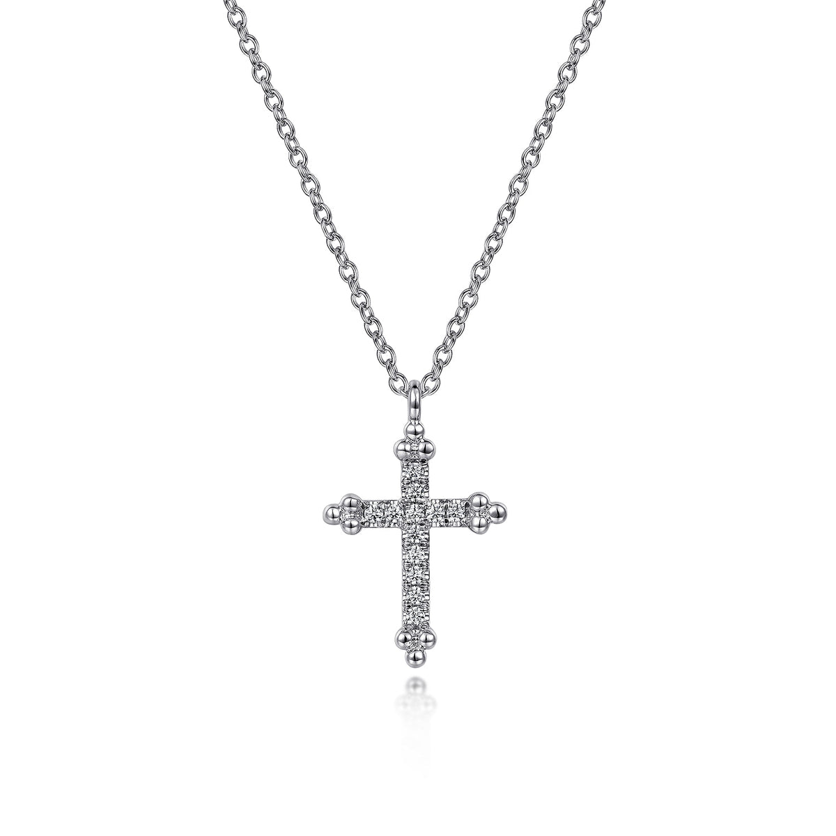 14K White Gold Bujukan Cross Diamond Pendant Necklace — Gabriel & Co. NK7179W45JJ