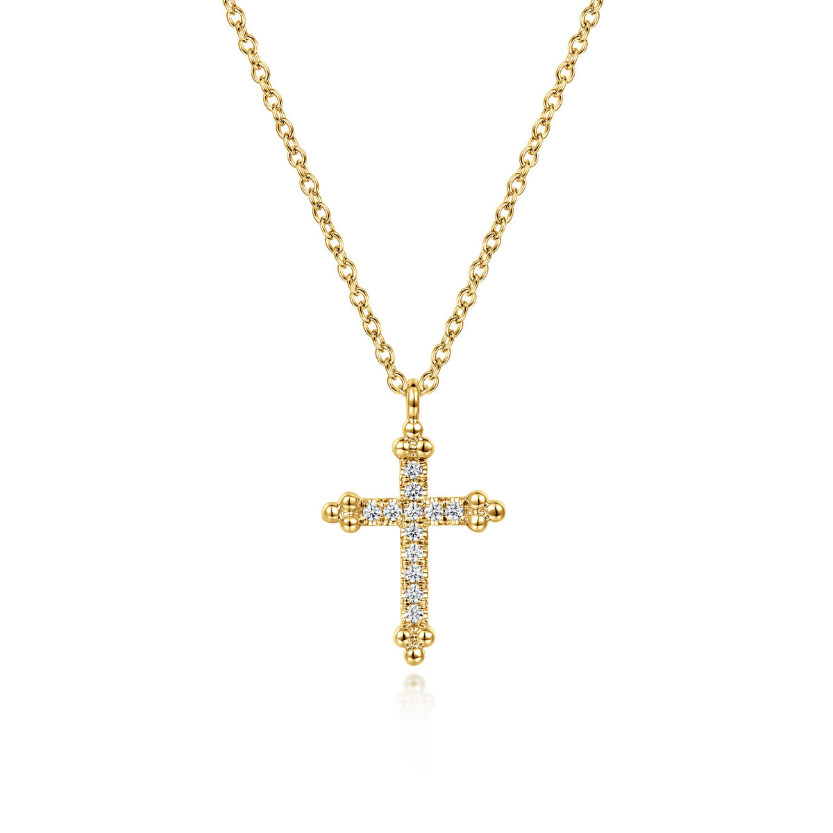 14K Yellow Gold Bujukan Cross Diamond Pendant Necklace — Gabriel & Co. NK7179Y45JJ