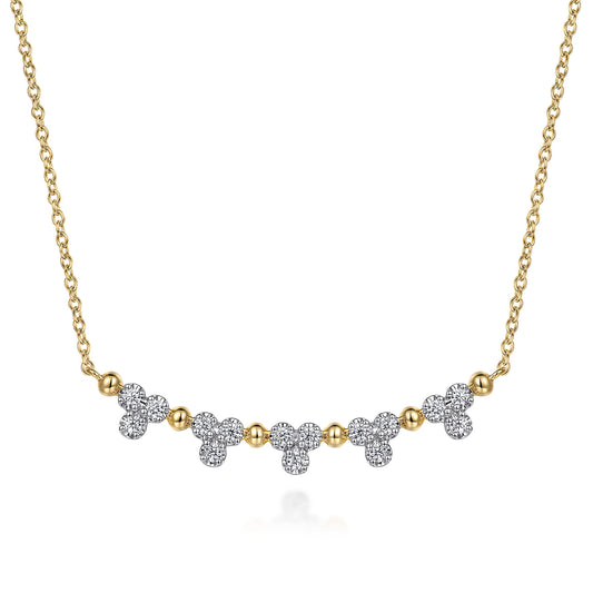 14K Yellow Gold Bujukan Bar Necklace with Diamond Trio Stations — Gabriel & Co. NK7181Y45JJ