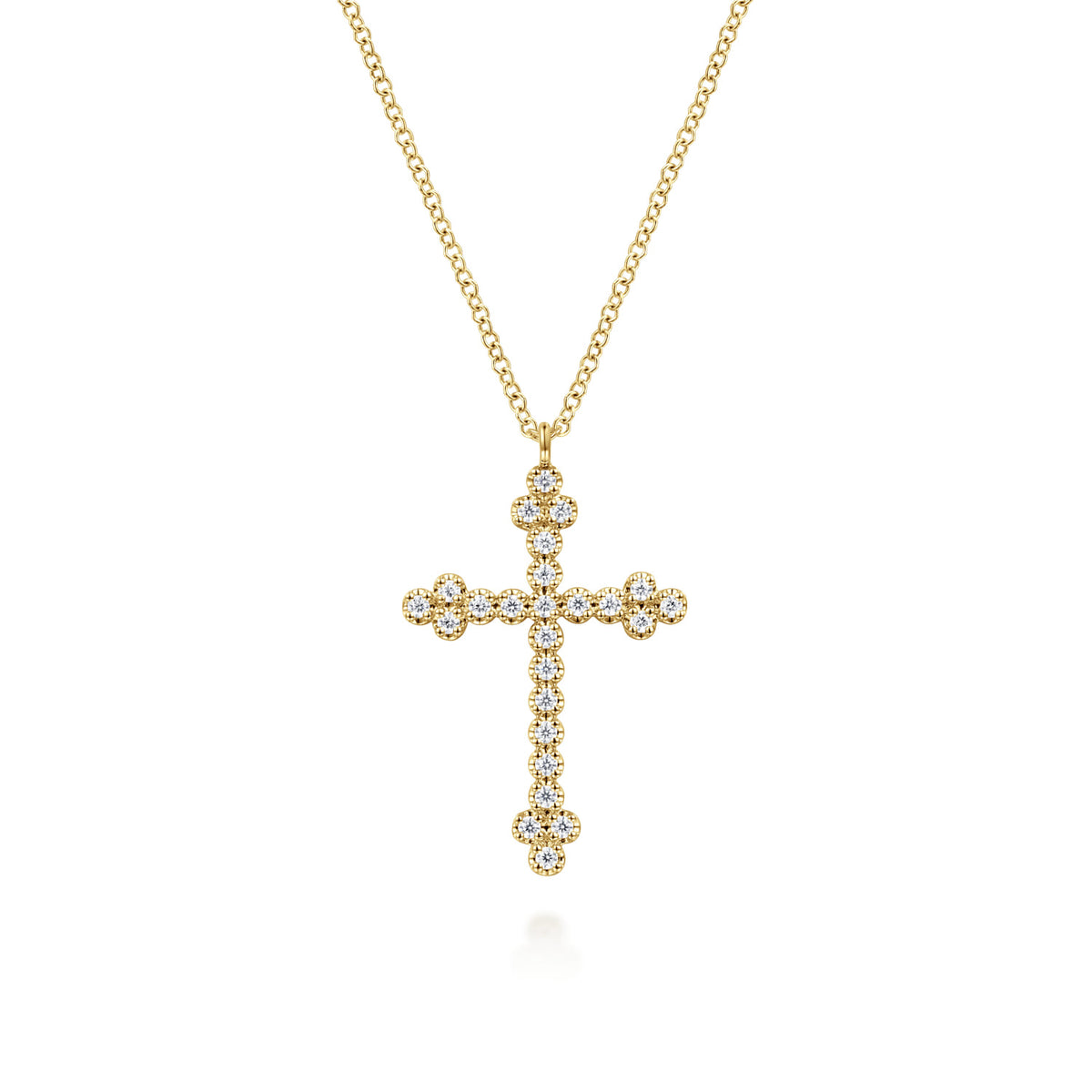 14K Yellow Gold Diamond Cross Pendant Necklace — Gabriel & Co. NK7197Y45JJ